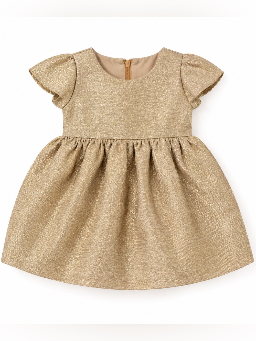 GoldyBelle Girls Metallic Gold Shimmer Party Dress 18-24 Months
